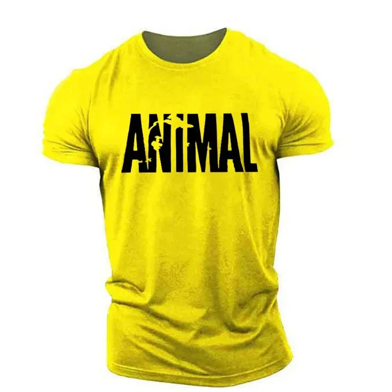 Animal Letter Minimalist Style Fashion Men's T-shirts Short Sleeve O-Neck Sportswear Oversized Gym Tops Street Men Women T Shirt