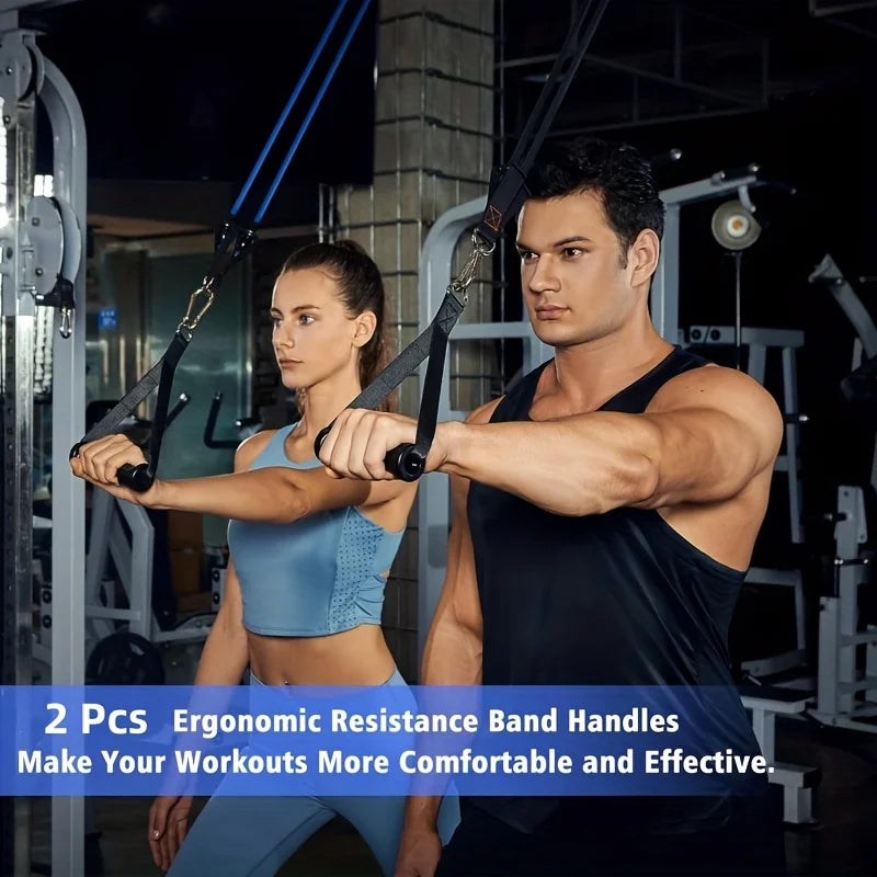 2 Pcs Ergonomic Exercise Handles, Resistance Band Handles Cable Machine Attachments for Gym Pulley Machine LAT Pulldown System.