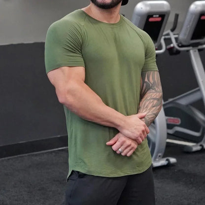 Men Tshirt Short Sleeve Slim Fit Muscle Bodybuilding Shirts Men Gym Fitness Workout Tee Shirt