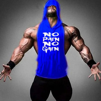 New Men Bodybuilding Cotton Tank top Gyms Fitness Hooded Vest Sleeveless Shirt Summer Casual Fashion Workout Brand Clothing