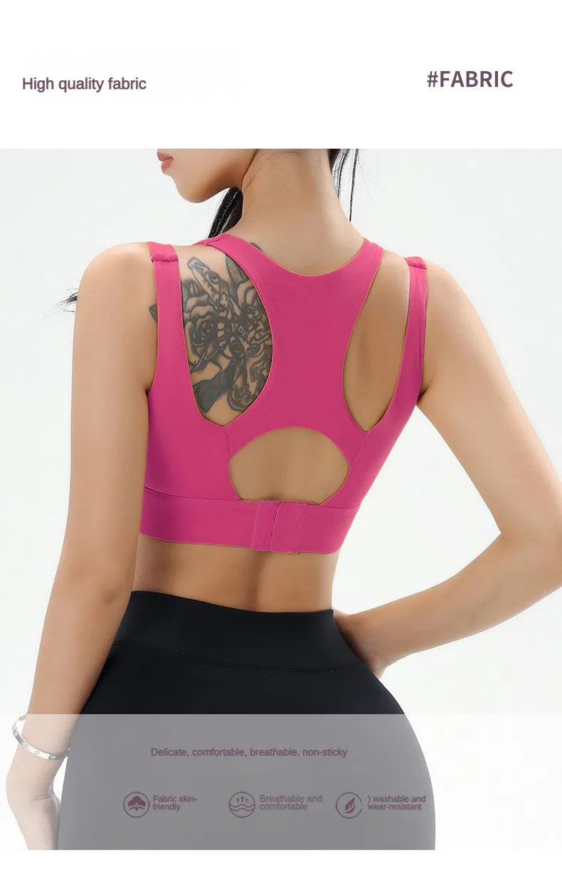 Women's Gym Fitness Underwear Gathering Shockproof Bra Outdoor Sportswear Breathable Yoga Bra Training Clothes Tops
