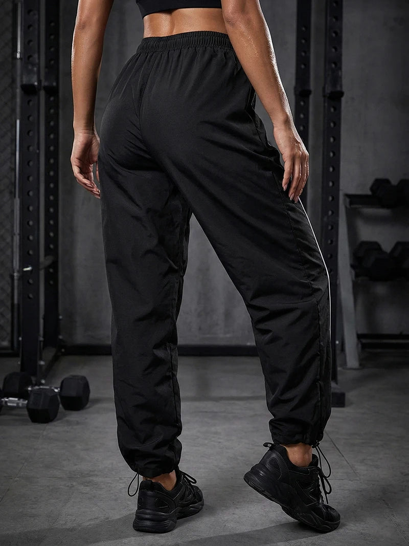 Womens Athleisure Pants with Adjustable Cord Locks Gym Workout Running Trousers with Side Pockets Athletic Quick-Dry Sweatpants