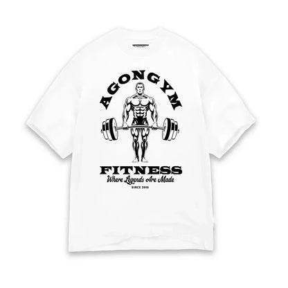 AGONGYM GYM Men's T-Shirt Fitness Sports Loose Fit Shirts Short Sleeve Printed Casual Runners Comfortable Cotton Tee Tops