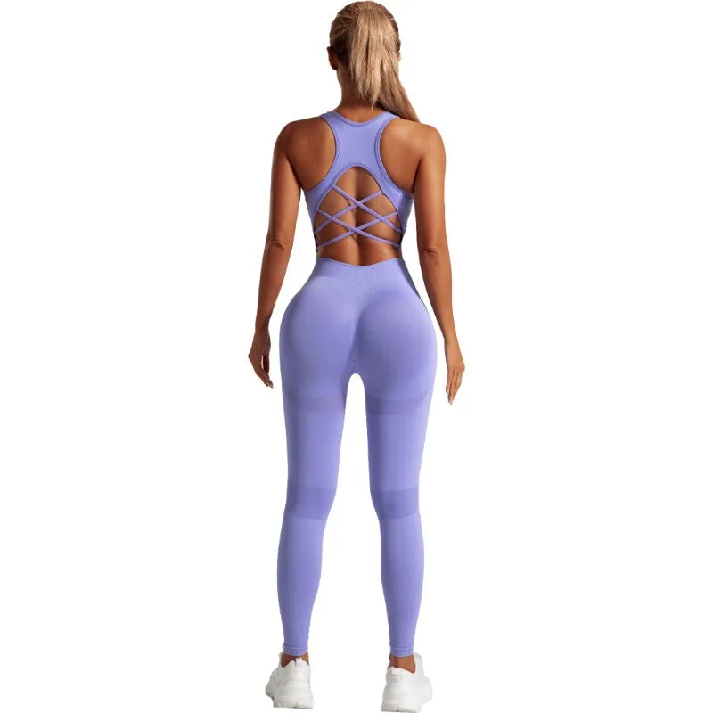 Seamless Yoga Set for Women High Waisted Workout Leggings Sports Bra Butt Lifting Quick Dry Gym Lounge