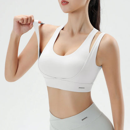 Women's Gym Fitness Underwear Gathering Shockproof Bra Outdoor Sportswear Breathable Yoga Bra Training Clothes Tops