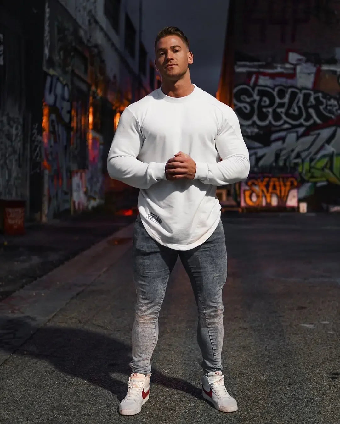 Tops Slim Fit Gym Tight T Shirts for Men Smooth Male Clothes Aesthetic Running Fashion Trends 2025 Casual Long Sleeve Bulk Emo A