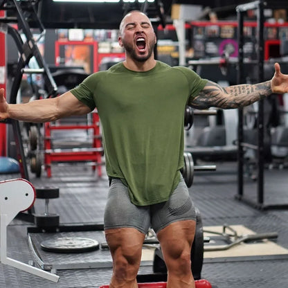 Men Tshirt Short Sleeve Slim Fit Muscle Bodybuilding Shirts Men Gym Fitness Workout Tee Shirt