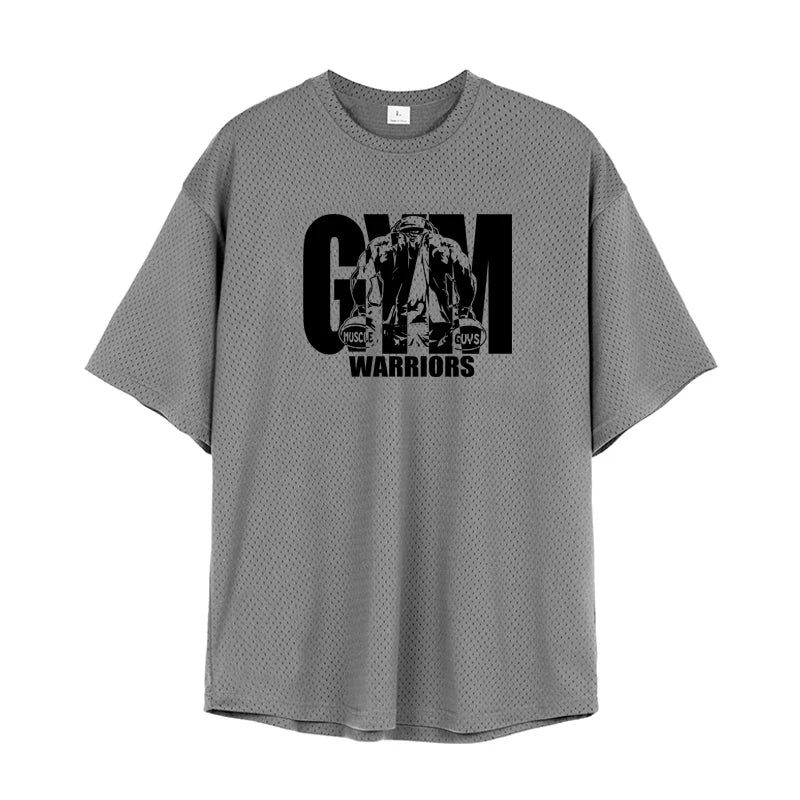 Oversized Loose Men's Casual Sport T-Shirt Gym Bodybuilding Fitness Short Sleeve Shirt Summer Mesh Quick Dry Breathable Clothing