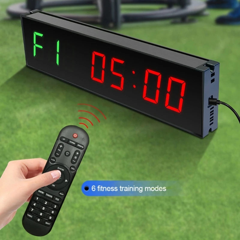 Gym Timer, Interval Clock with Clear LED, Crossfits Timer Countdown/Up Stopwatch, Wall Workout Timer with Remote for Gym