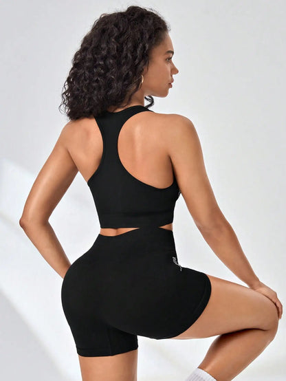 Women Yoga Set Bra Shorts Set Seamless Fitness Tracksuit Gym Running Shorts Sports Set Workout Shockproof Vest Outfit