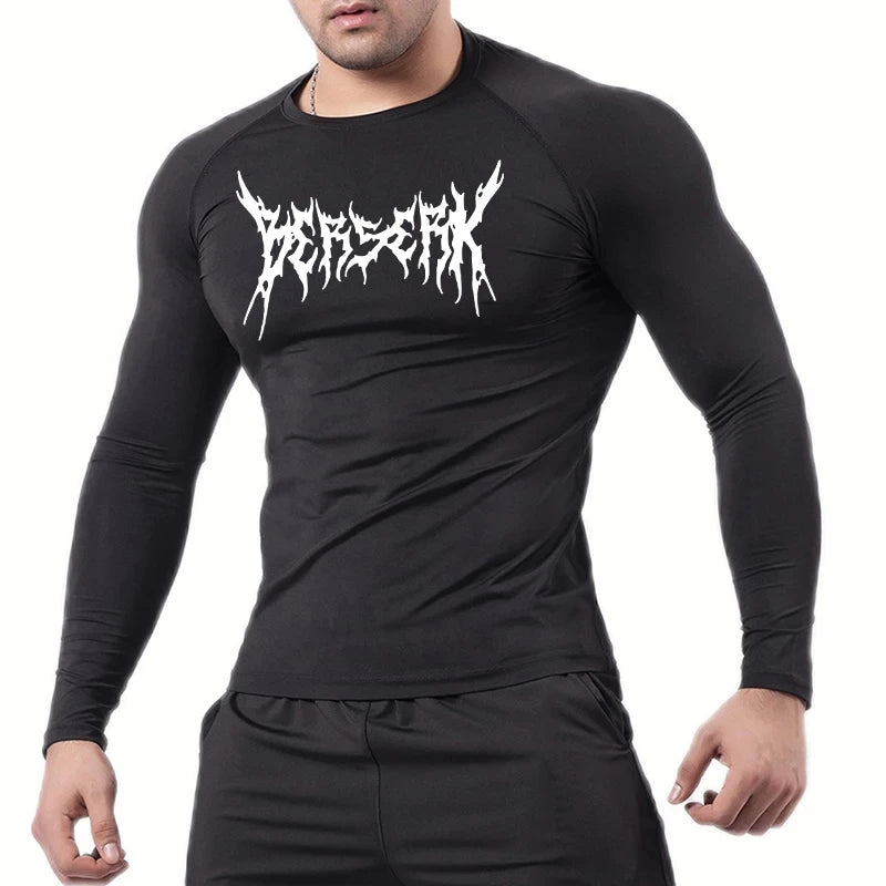 Gym Workout Rash Guard for Men Athletic Quick Dry Compression Shirts Berserk Print Tshirts Tees Tops Undershirts Baselayers