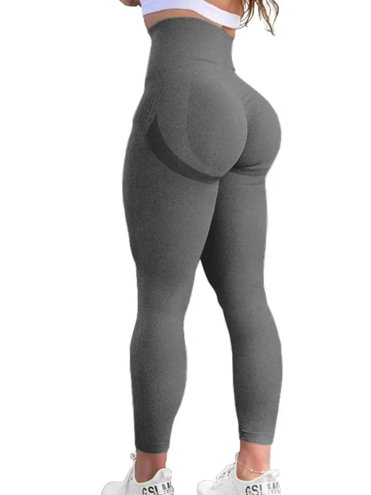 New Women Butt Lifting Yoga Leggings Elastic Workout High Waist Tummy Control Ruched Booty Pants Seamless Gym Compression Tights