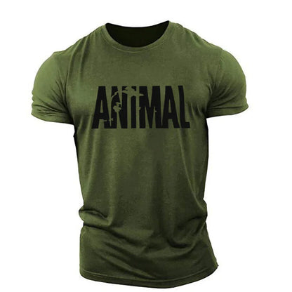 Animal Letter English Elements Men's T-shirts Short Sleeve Round-Neck Loose Casual Sporty Tops 6XL Big Size Summer Man Tees