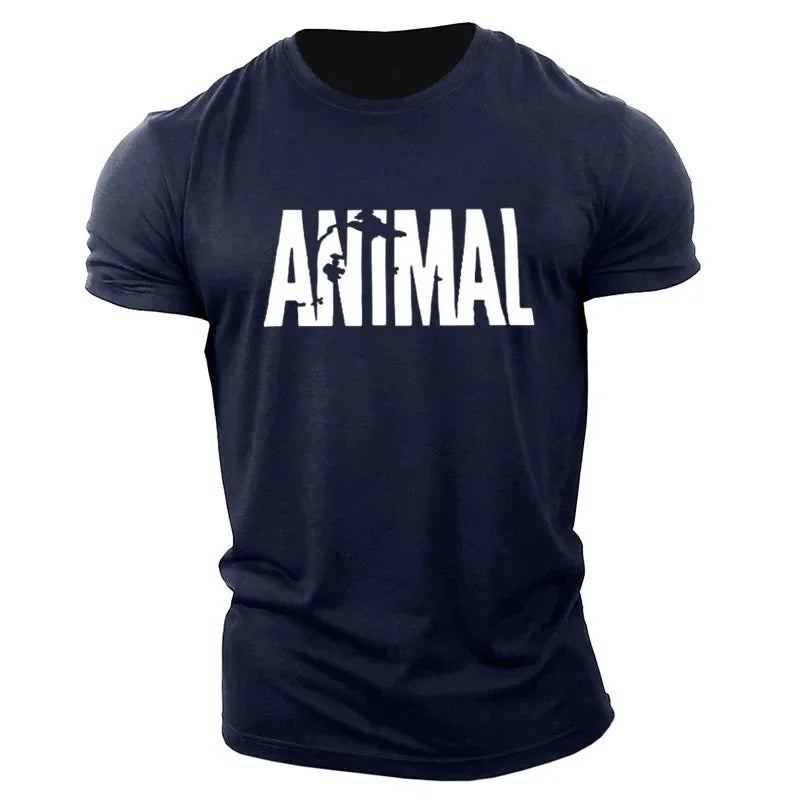 Animal Letter Minimalist Style Fashion Men's T-shirts Short Sleeve O-Neck Sportswear Oversized Gym Tops Street Men Women T Shirt