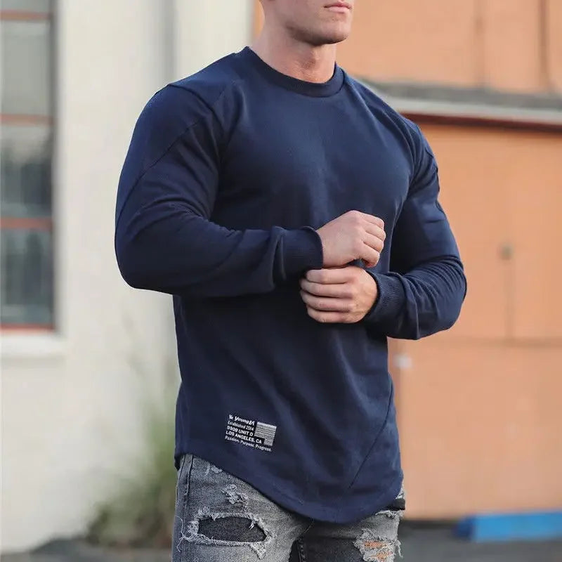 Tops Slim Fit Gym Tight T Shirts for Men Smooth Male Clothes Aesthetic Running Fashion Trends 2025 Casual Long Sleeve Bulk Emo A