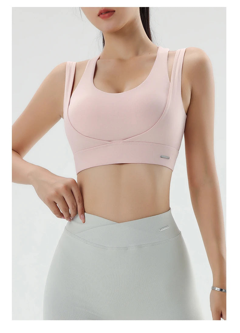 Women's Gym Fitness Underwear Gathering Shockproof Bra Outdoor Sportswear Breathable Yoga Bra Training Clothes Tops