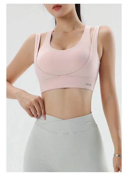 Women's Gym Fitness Underwear Gathering Shockproof Bra Outdoor Sportswear Breathable Yoga Bra Training Clothes Tops