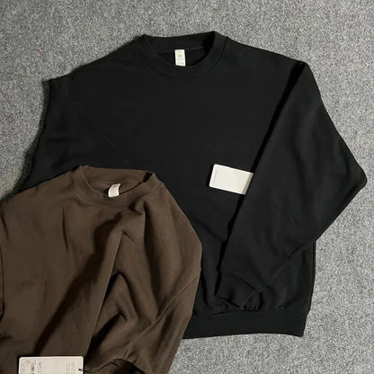 Women Hoodie Pullover Round Neck Top Cotton Comfortable Solid Color Round Neck Pullover Long Sleeve Sports Hoodie Casual Unisex