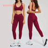 Women's Two Pieces Set Tight-Fitting Beauty Back Fashion Yoga Sport Bra Women Sports Leggings Casual Running Sports Sets
