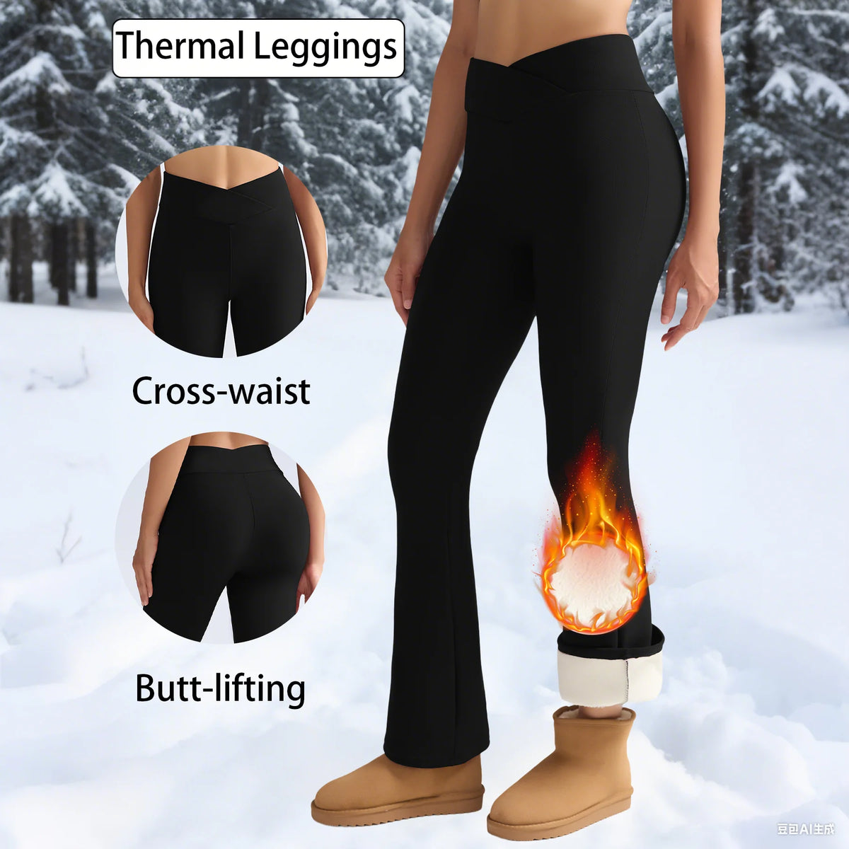 Fleece-Lined High Waist Leggings – Crossover, Flare & Pocket Styles