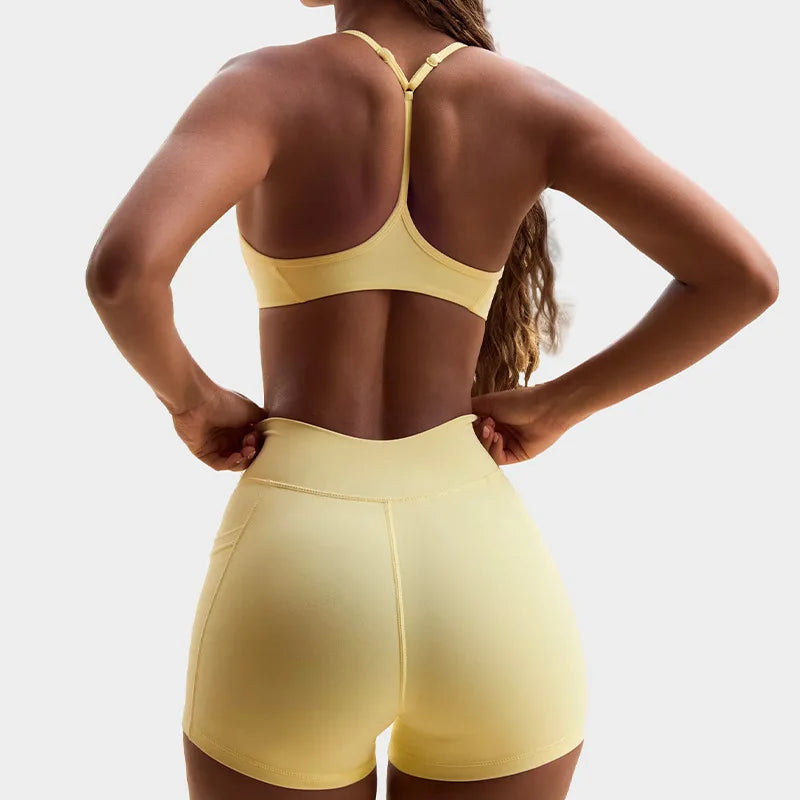 High Elastic Gym Sets Woman Sportswear Yoga Shorts Sport Bra Top Blue White Black Female Clothing Tennis Tracksuit Running 2025