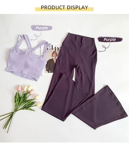 Women High Waisted Flared Yoga Pants Workout Gym Naked Feel Pilates Running Leggings Sport Trousers Comfortable Stylish Activewe