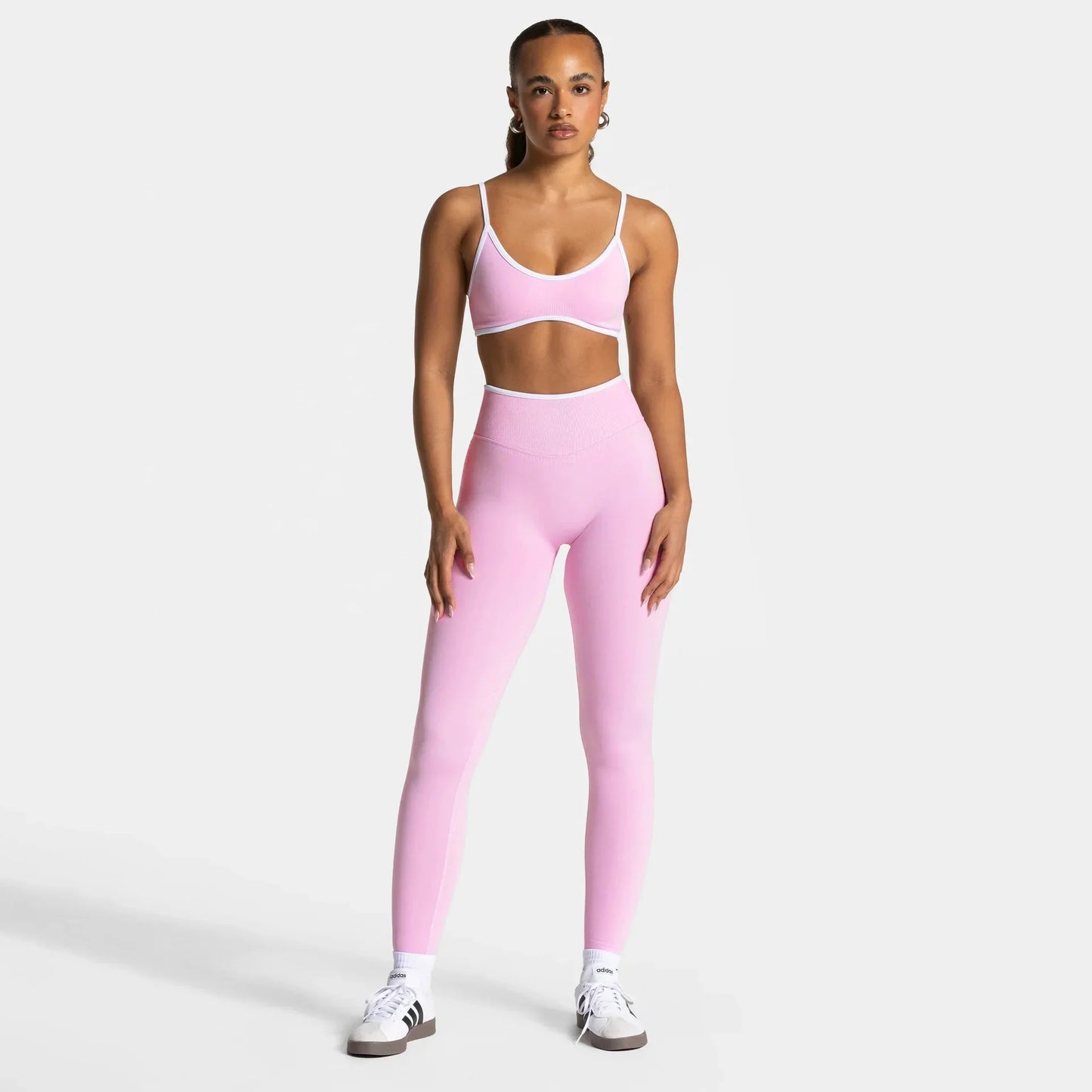 TEVEO 2 Pcs Women's Gym Set Seamless Scrunch Leggings Workout Bra Set Yoga Fitness Clothing Combo