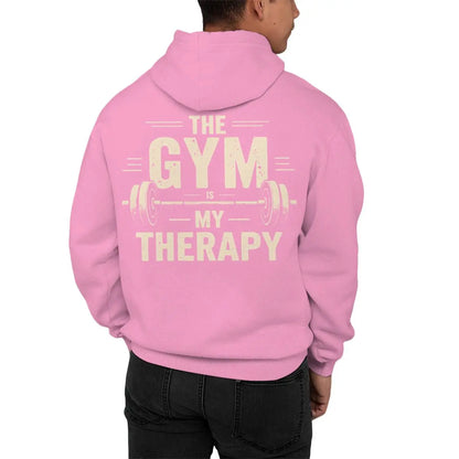 The Gym My Therapy Graphic Hoodie Men Women Kangaroo Pocket Pullover Long Sleeve Vintage Dumbbell Casual Fitness Hoodies