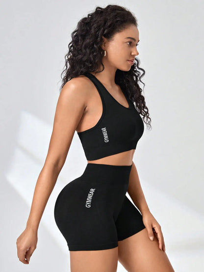Women Yoga Set Bra Shorts Set Seamless Fitness Tracksuit Gym Running Shorts Sports Set Workout Shockproof Vest Outfit