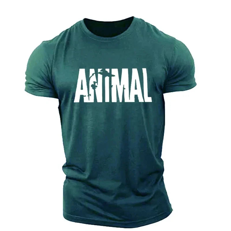 Animal Letter Minimalist Style Fashion Men's T-shirts Short Sleeve O-Neck Sportswear Oversized Gym Tops Street Men Women T Shirt