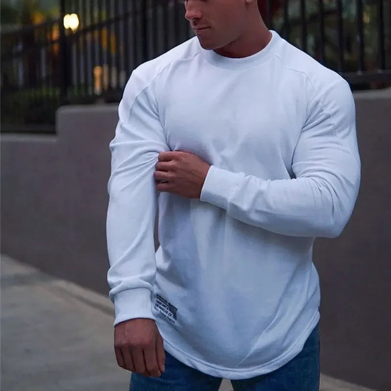Tops Slim Fit Gym Tight T Shirts for Men Smooth Male Clothes Aesthetic Running Fashion Trends 2025 Casual Long Sleeve Bulk Emo A