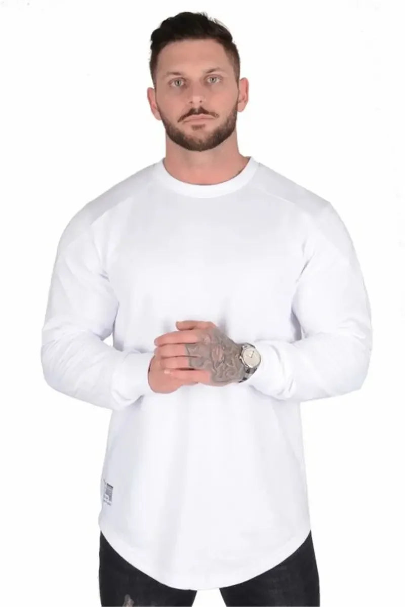 Tops Slim Fit Gym Tight T Shirts for Men Smooth Male Clothes Aesthetic Running Fashion Trends 2025 Casual Long Sleeve Bulk Emo A