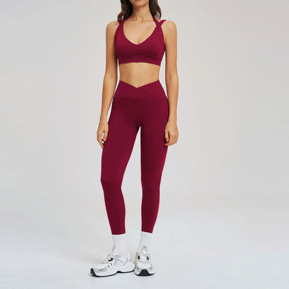 Women's Two Pieces Set Tight-Fitting Beauty Back Fashion Yoga Sport Bra Women Sports Leggings Casual Running Sports Sets