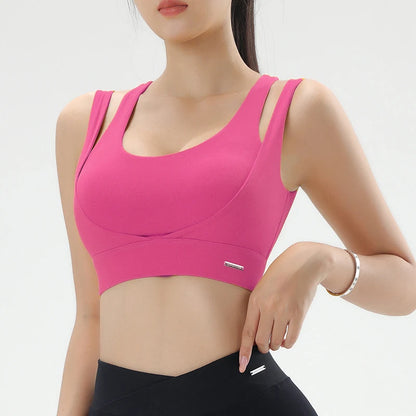 Women's Gym Fitness Underwear Gathering Shockproof Bra Outdoor Sportswear Breathable Yoga Bra Training Clothes Tops