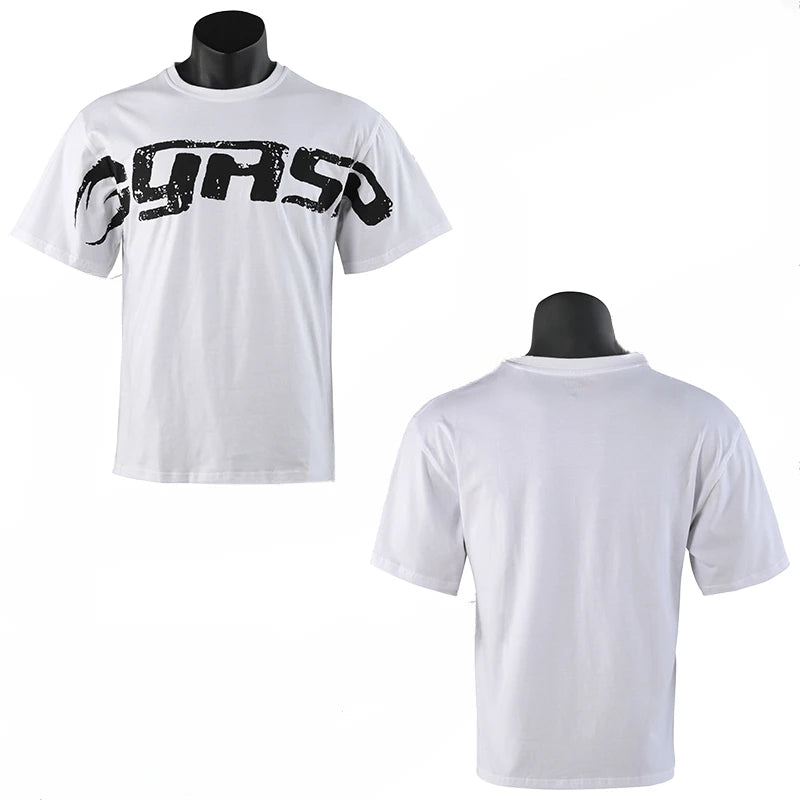 2025 New Cotton Loose Short Sleeve Male Fitness Training Large Size Sweat Absorption Oversize Sports Bodybuilding Half Sleeve