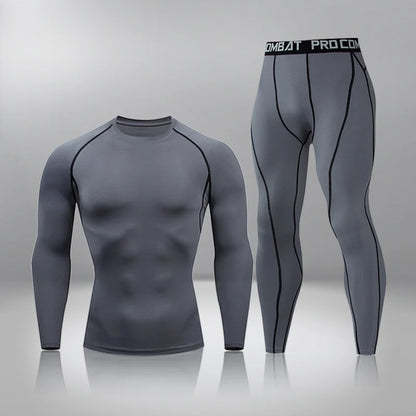 Gym Tight Training Clothing Workout Jogging Sports Set Fitness Men's Compression Thermal Underwear Top Trousers Sportswear