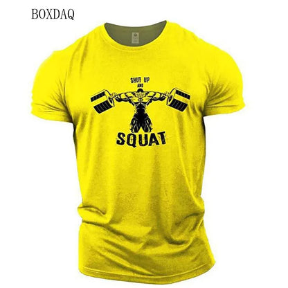 Muscle Men's Gym Outwork T-shirts Short Sleeve 3D Printed Man Sporty Exercise Casual Tops 6XL Plus Size Fitness Tees Clothing