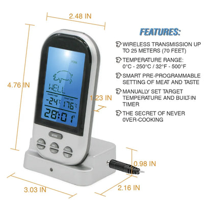 Wireless Digital Probe Meat Thermometer For Grill Smoker BBQ Food Oven Thermometer With Timer Alarm Kitchen Cooking Tools