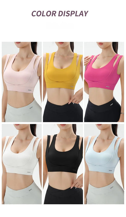 Women's Gym Fitness Underwear Gathering Shockproof Bra Outdoor Sportswear Breathable Yoga Bra Training Clothes Tops