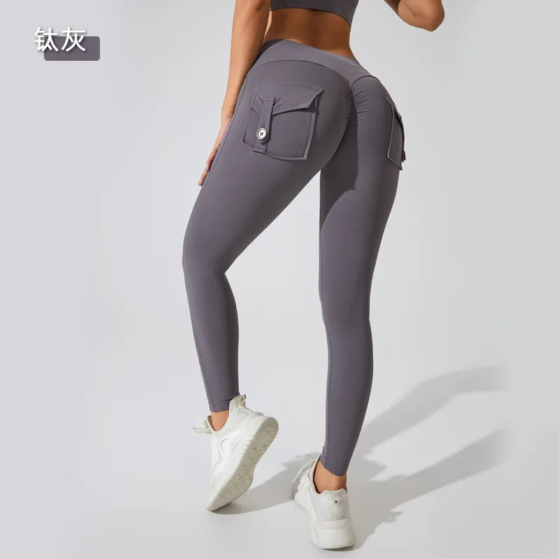 2026 Gym Leggings Women Pocket Bum High Waist Yoga Pants Shorts Tights Scrunch Booty Workout Legging Naked Active Wear XP89