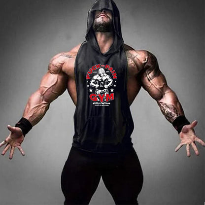 New Men Bodybuilding Cotton Tank top Gyms Fitness Hooded Vest Sleeveless Shirt Summer Casual Fashion Workout Brand Clothing