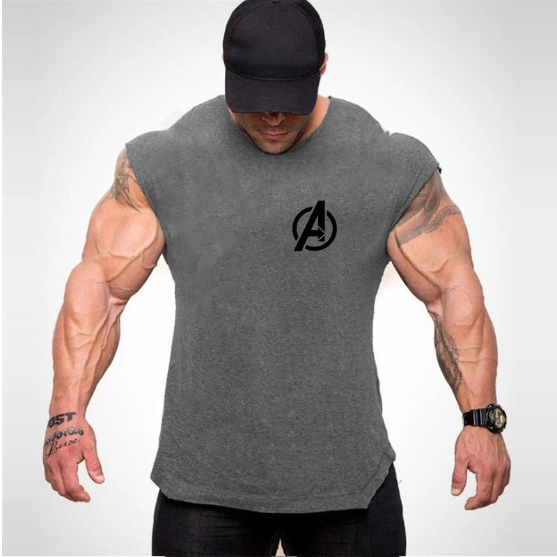 Summer Newest Brand Mens Curved Hem Cotton Sleeveless Shirt Gym Stringers Vest Bodybuilding Clothing Fitness Man Tanks Tops
