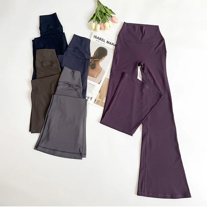 Women High Waisted Flared Yoga Pants Workout Gym Naked Feel Pilates Running Leggings Sport Trousers Comfortable Stylish Activewe