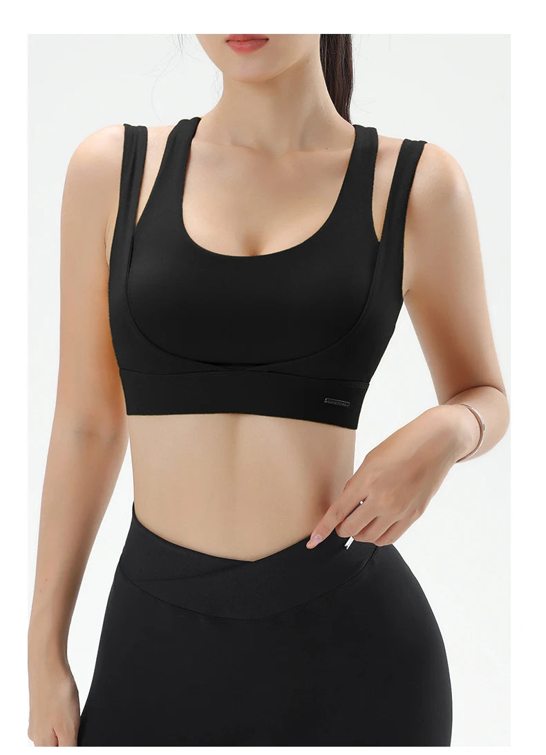Women's Gym Fitness Underwear Gathering Shockproof Bra Outdoor Sportswear Breathable Yoga Bra Training Clothes Tops
