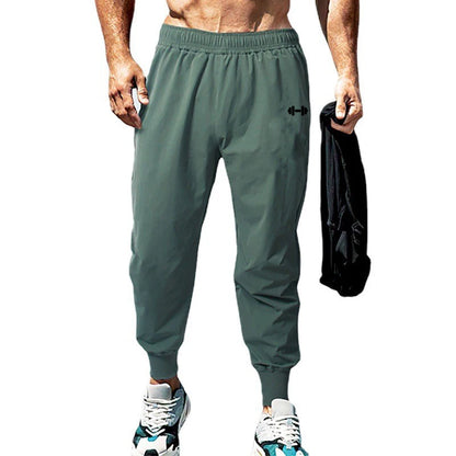 Gym Bodybuilding Fitness Sport Pants Men Casual Training Trousers Elastic Waist Ultra-thin Quick Dry High Waist Loose Long Pants