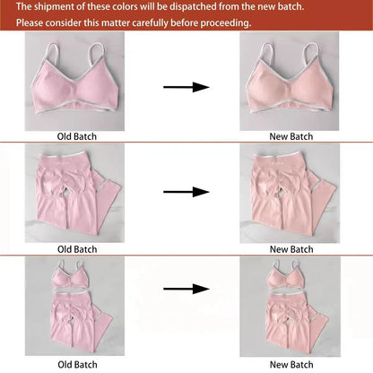 TEVEO 2 Pcs Women's Gym Set Seamless Scrunch Leggings Workout Bra Set Yoga Fitness Clothing Combo