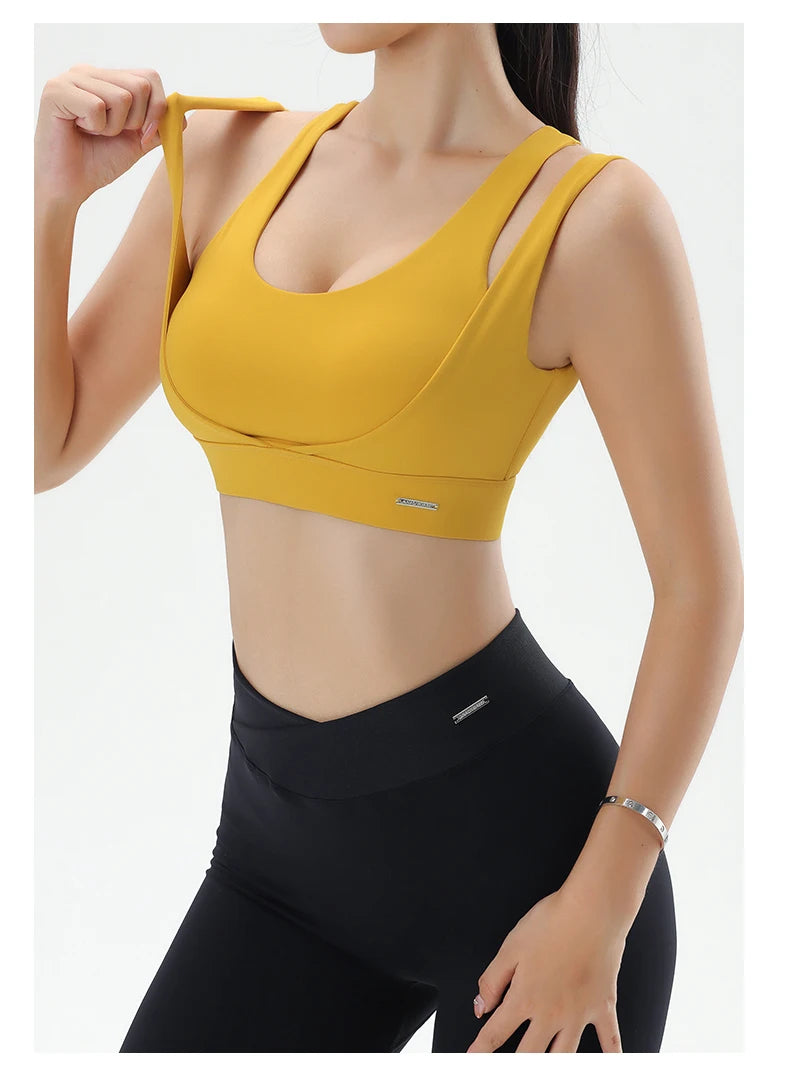Women's Gym Fitness Underwear Gathering Shockproof Bra Outdoor Sportswear Breathable Yoga Bra Training Clothes Tops