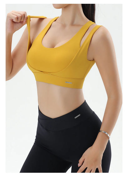 Women's Gym Fitness Underwear Gathering Shockproof Bra Outdoor Sportswear Breathable Yoga Bra Training Clothes Tops