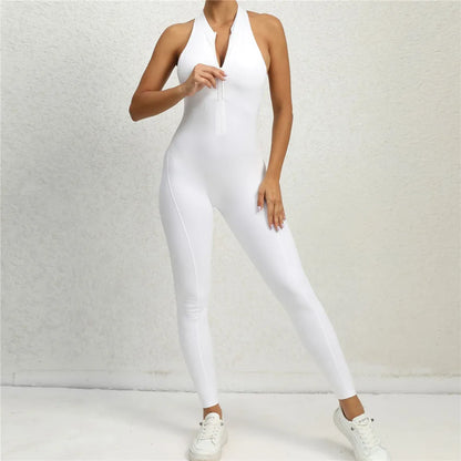 Yoga Women's Padded Workout Suit One-Piece Jumpsuit Workout Set Sports Fitness Overalls Gym Clothing Zipper Long Short 2025 New
