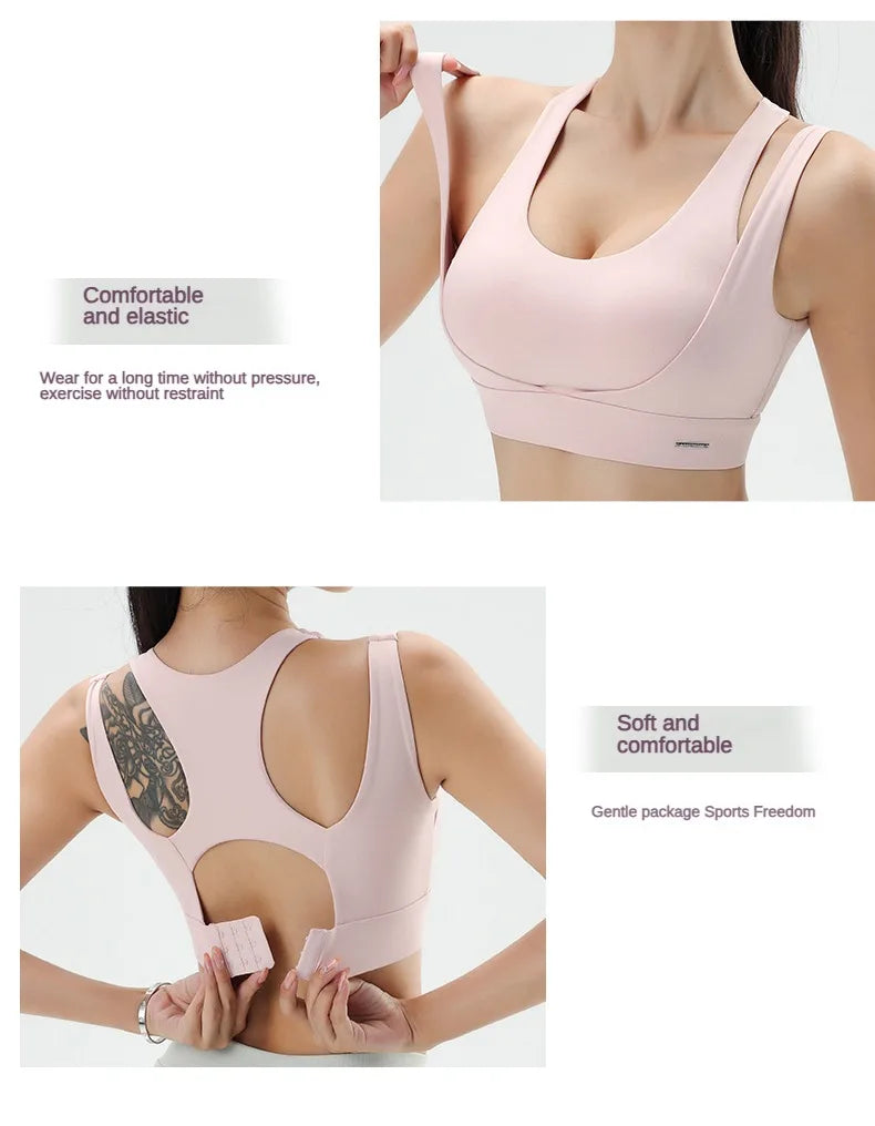 Women's Gym Fitness Underwear Gathering Shockproof Bra Outdoor Sportswear Breathable Yoga Bra Training Clothes Tops